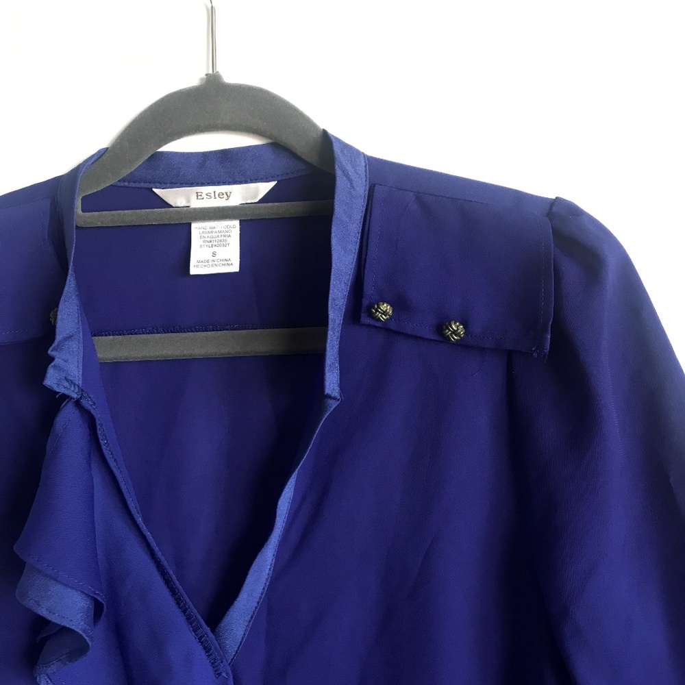 Esley Blue Ruffle Blouse - Picture 2 of 3